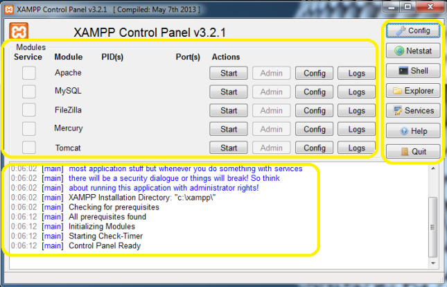 Panel de control Xampp 1